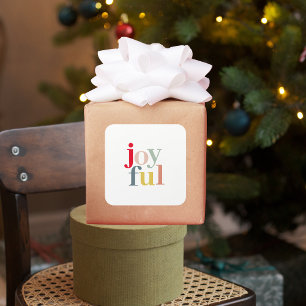 Modern Colourful Joyful Christmas Holiday Gift Square Sticker