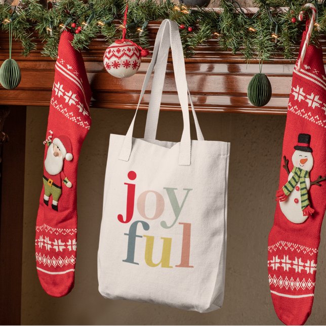 Modern Colourful Joyful Christmas Holiday Gift Tote Bag (Creator Uploaded)