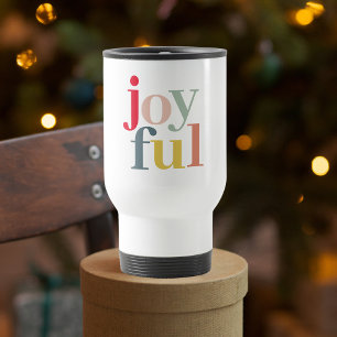 Modern Colourful Joyful Christmas Holiday Gift Travel Mug