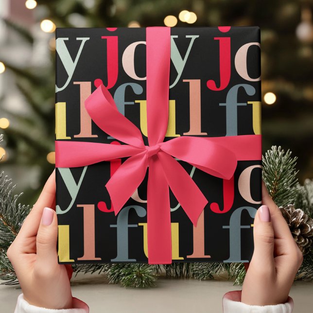 Modern Colourful JOYFUL Christmas  Wrapping Paper (Creator Uploaded)