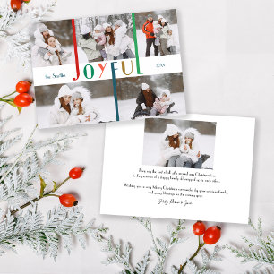 Modern Colourful Joyful Typography 5-Photo  Holiday Card