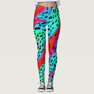 Modern Colourful Jungle Wild Animal Print Pattern  Leggings