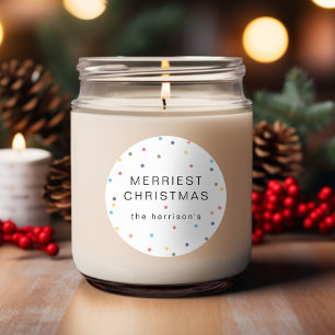 Modern Colourful Lights Merriest Christmas Classic Round Sticker