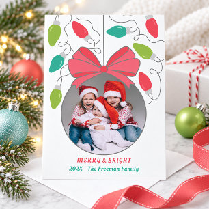 Modern Colourful Lights Photo Christmas Card