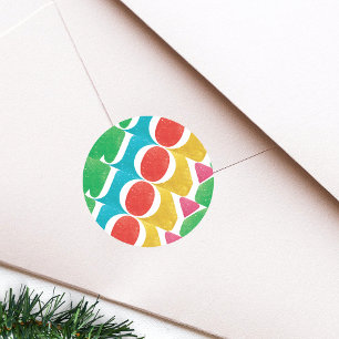 MODERN colourful LOVE PEACE JOY merry CHRISTMAS Classic Round Sticker