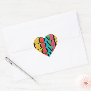 MODERN colourful LOVE PEACE JOY merry CHRISTMAS Heart Sticker