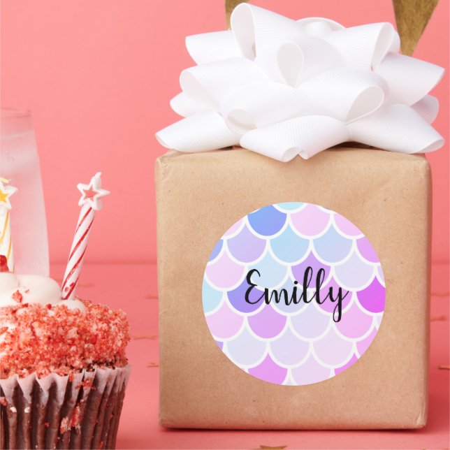 Modern Colourful Lovely Mermaid Seamless Pattern Classic Round Sticker (Party)