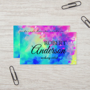 Modern Colourful makeup artist rainbow Business Card