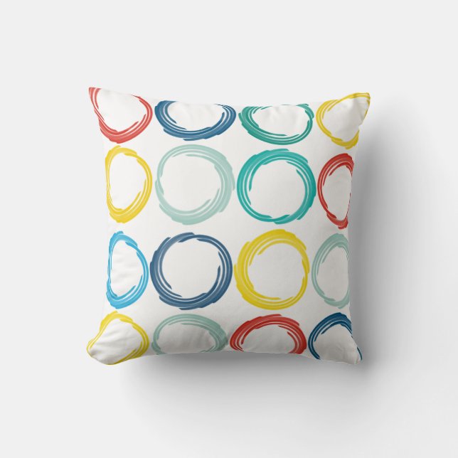 Modern Colourful marker brushstrokes circles Cushion (Front)
