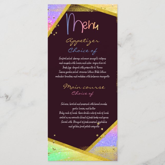 Modern Colourful Menu Card (Front)