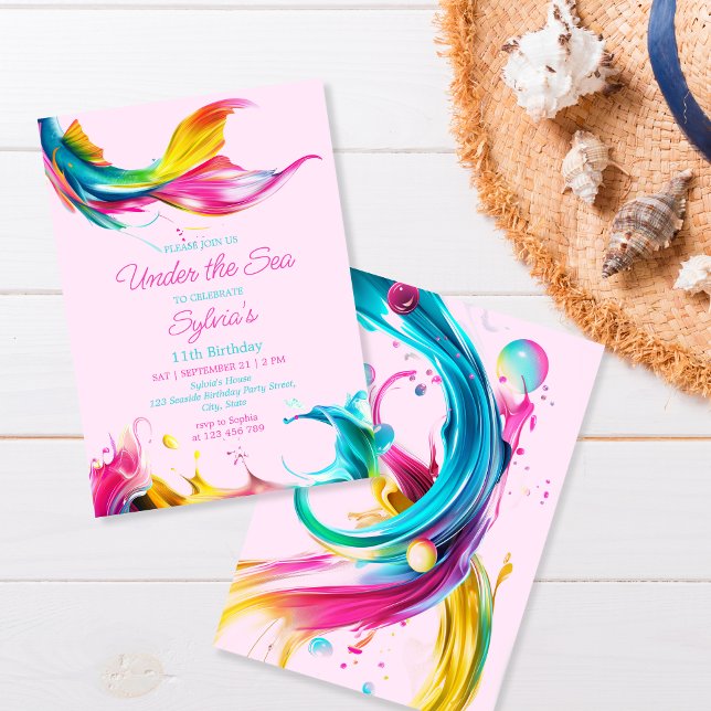 Modern Colourful Mermaid Under the Sea Invitation (Creator Uploaded)