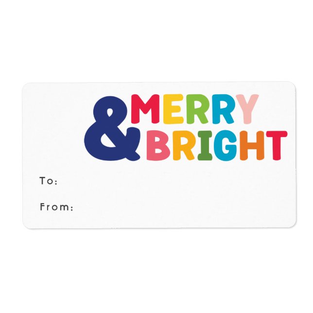 Modern Colourful Merry and Bright Rectangular Gift (Front)