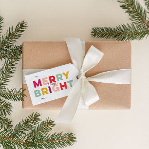 Modern Colourful Merry and Bright Twine Gift Tags