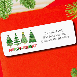 Modern Colourful Merry Bright Christmas Address