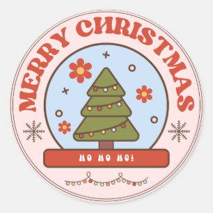 Modern Colourful Merry Christmas Classic Round Sticker