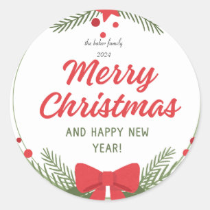 Modern Colourful Merry Christmas Classic Round Sticker