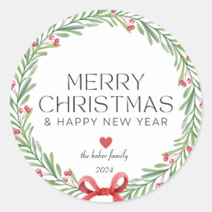 Modern Colourful Merry Christmas Classic Round Sticker