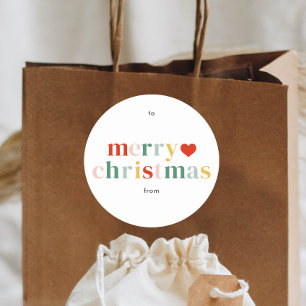 Modern Colourful Merry Christmas Classic Round Sticker