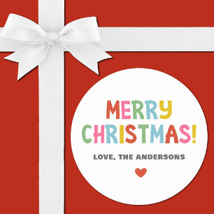 Modern Colourful Merry Christmas Classic Round Sticker