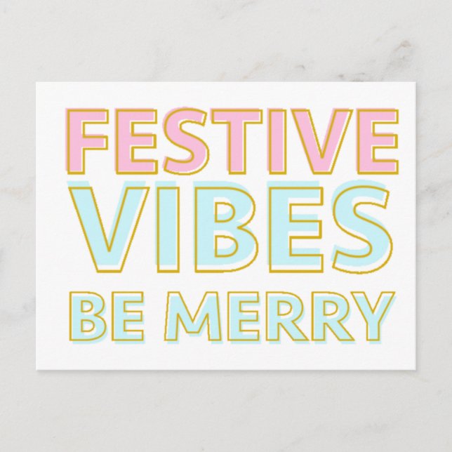 Modern Colourful Merry Christmas Festive Vibes Postcard (Front)