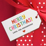 Modern Colourful Merry Christmas Gift Tags<br><div class="desc">A colourful,  fun and festive Christmas sticker. Personalise it with your name.</div>