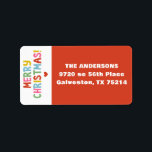 Modern Colourful Merry Christmas Label<br><div class="desc">A colourful,  fun and festive Christmas return address label. Personalise it with your name.</div>