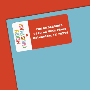 Modern Colourful Merry Christmas Label