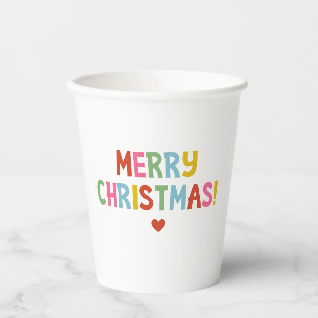 Modern Colourful Merry Christmas Paper Cups (Front)