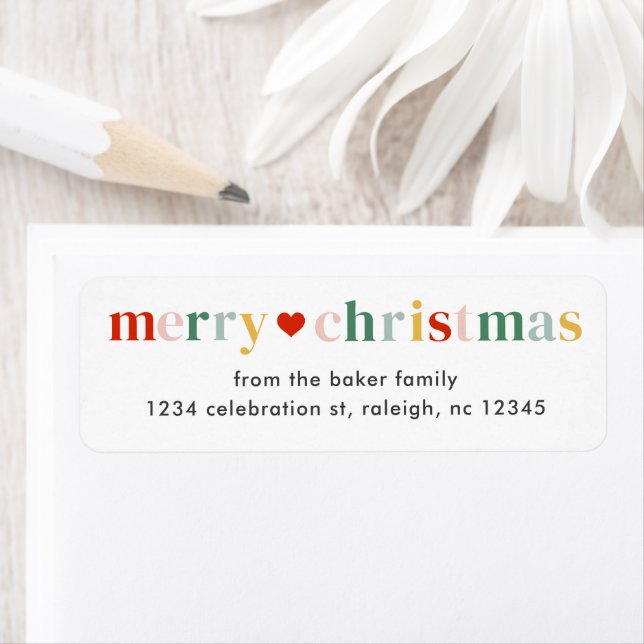 Modern Colourful Merry Christmas Return Address (Insitu)