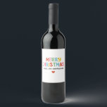 Modern Colourful Merry Christmas Wine Label<br><div class="desc">A colourful,  fun and festive Christmas label. Great for using on holiday gifts. Personalise it with your name.</div>