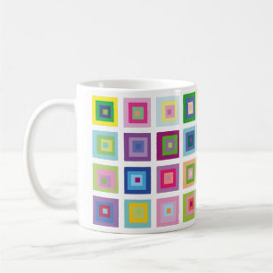 Modern Colourful Mid Century Squares Pattern Coffee Mug