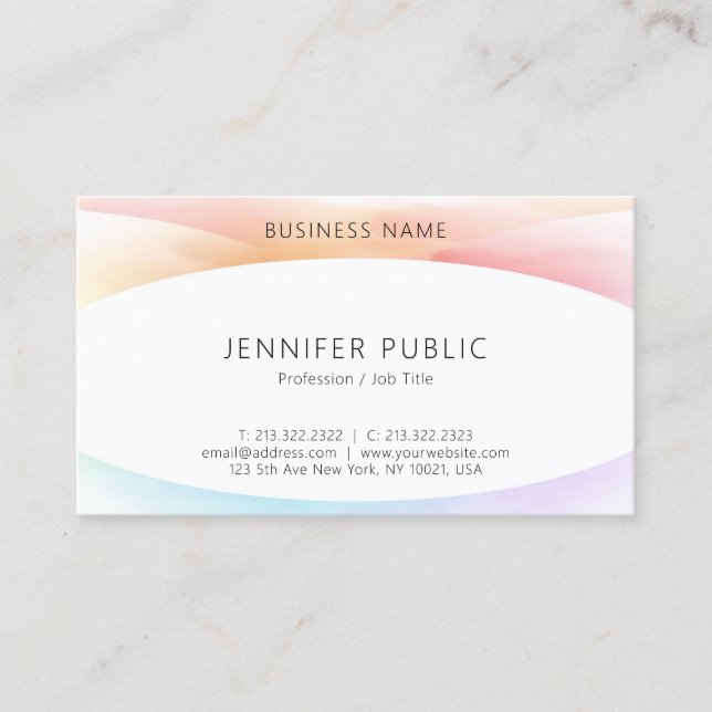 Modern Colourful Minimalist Elegant Template Business Card (Front)