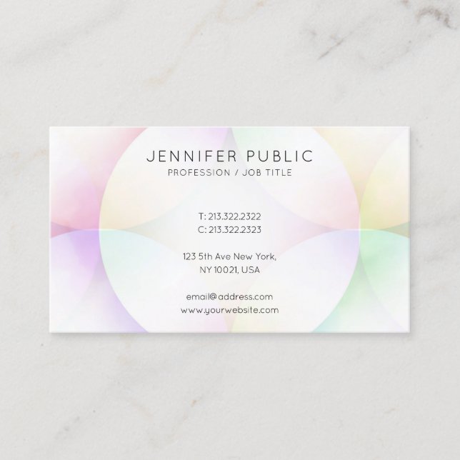 Modern Colourful Minimalist Elegant Trendy Templat Business Card (Front)