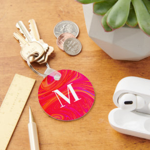Modern colourful monogram initial key ring