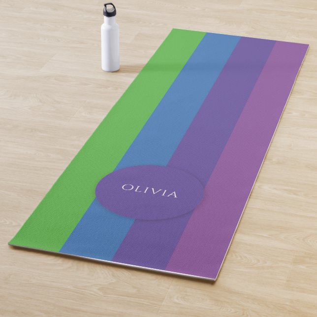 Modern Colourful Multicolor Personalised Name Yoga Mat (In Situ)