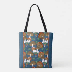 Modern colourful mushroom design tote bag