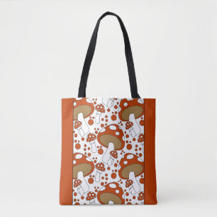 Modern colourful mushroom design tote bag