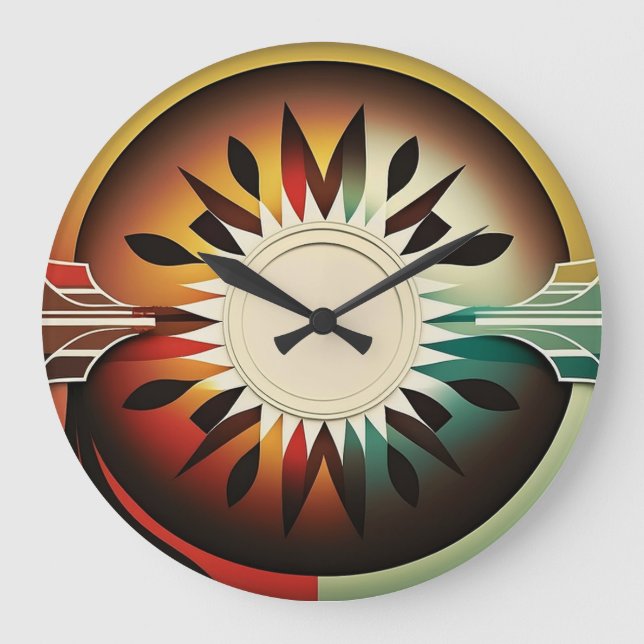 Modern Colourful Native American Wall Clock (Front)