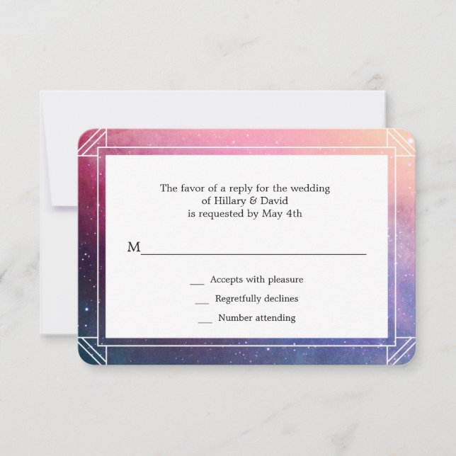 Modern Colourful Nebula Wedding  Rsvp Card (Front)