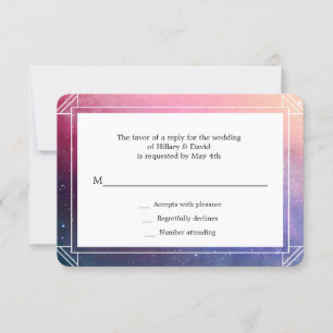 Modern Colourful Nebula Wedding  Rsvp Card