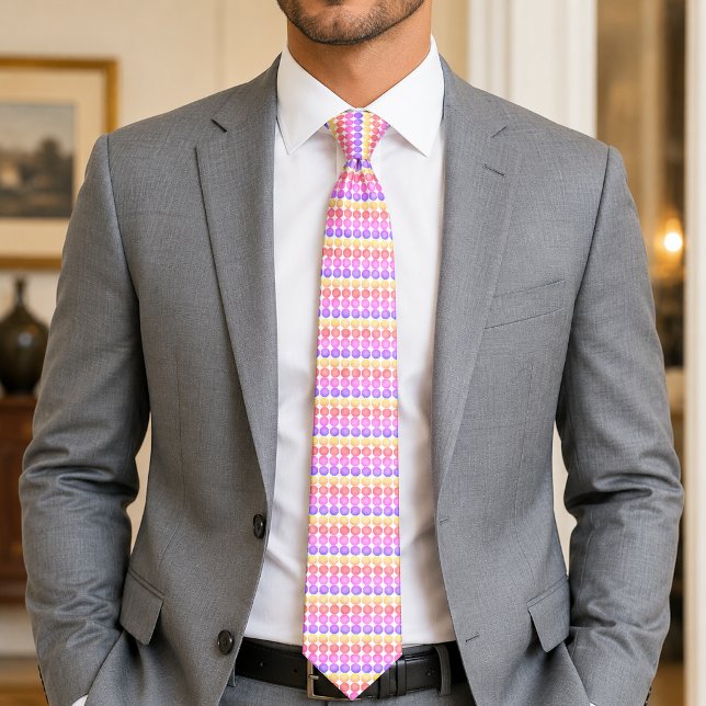 Modern Colourful Octagon Pattern Pink Purple Yello Tie (Creator Uploaded)