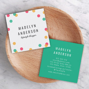 Modern Colourful Orange Pink Teal Confetti Square Business Card