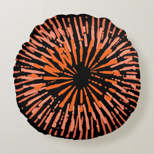 Modern Colourful Orange Round Throw Pillow (Front)