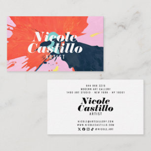 Modern Colourful Paint Abstract Art Artist Brand Business Card
