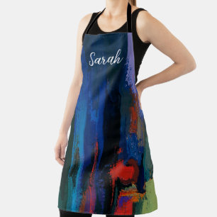 Modern Colourful Paint Brush Abstract Custom Gifts Apron