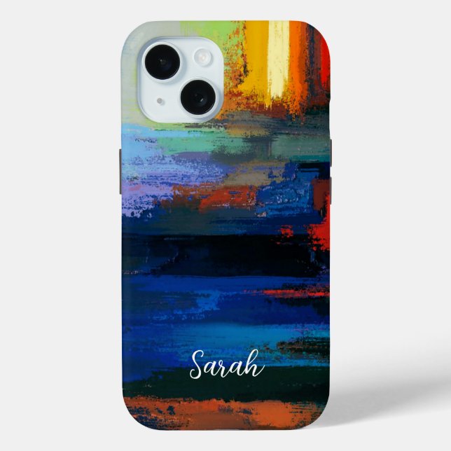 Modern Colourful Paint Brush Abstract Personalised Case-Mate iPhone Case (Back)