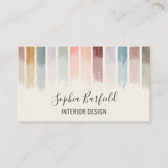 Modern Colourful Paint Interior Design Professiona Business Card (Front)