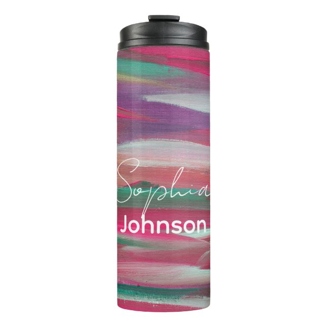 Modern Colourful Paint Strokes Party Favour Custom Thermal Tumbler (Front)