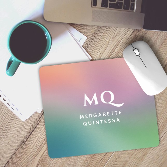 Modern Colourful Pastel and White Monogram Initial Mouse Mat (Creator Uploaded)