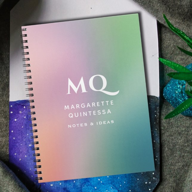 Modern Colourful Pastel and White Monogram Initial Notebook (Creator Uploaded)